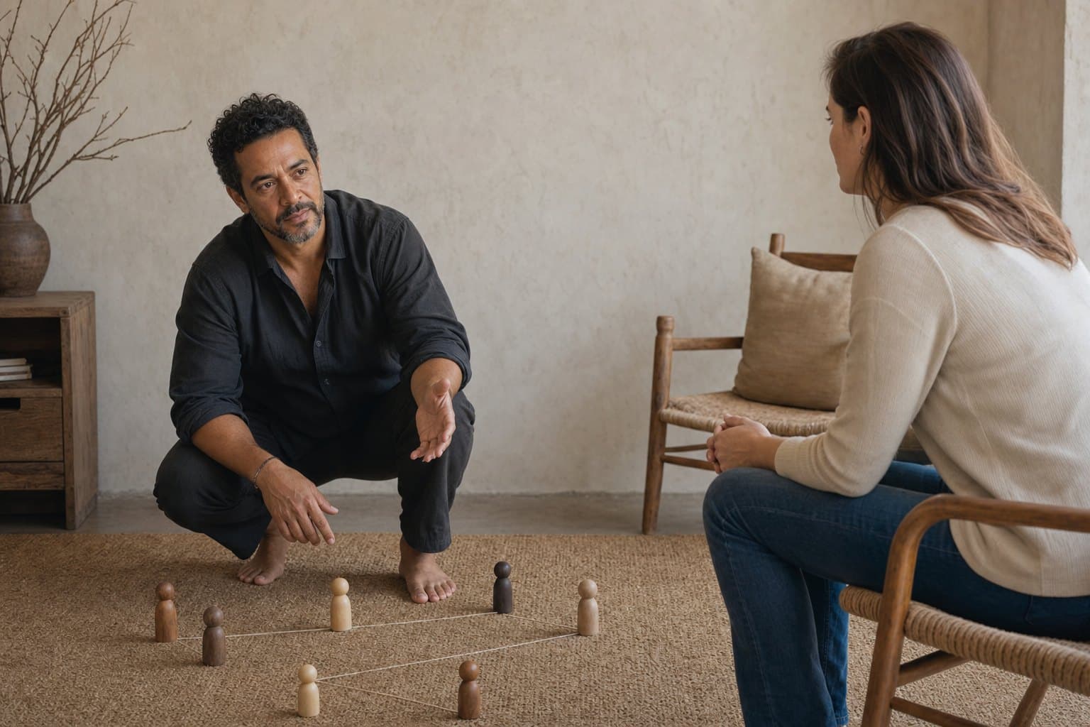 Fictional demo family-constellations coaching session